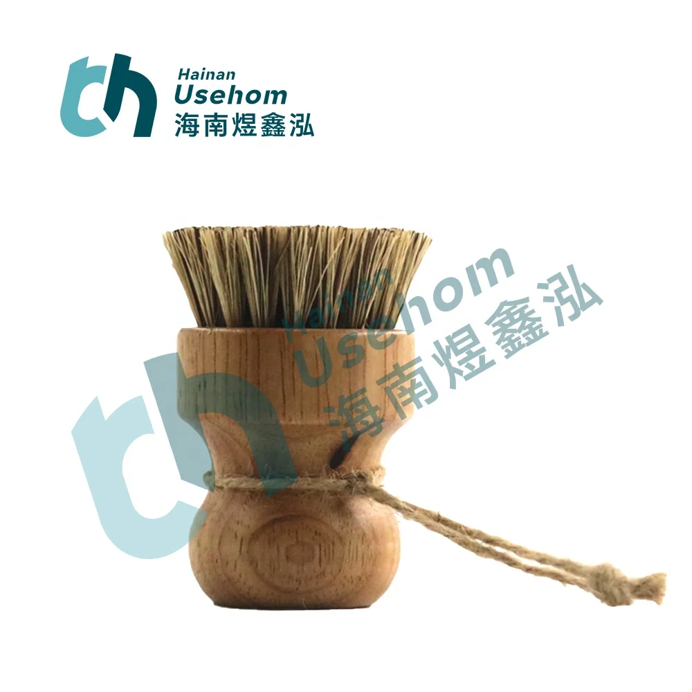 Zero Waste Eco-friendly Natural Wooden Cleaning Scrubber Brush Reusable Bamboo Wood Sisal Dish Cleaning Kitchen Brush