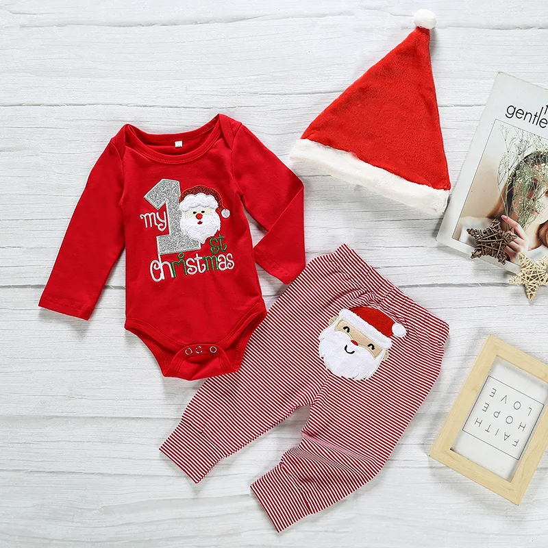organic cotton baby long sleeve winter romper jumpsuit wholesale infant red outfits suit newborn baby christmas clothes set