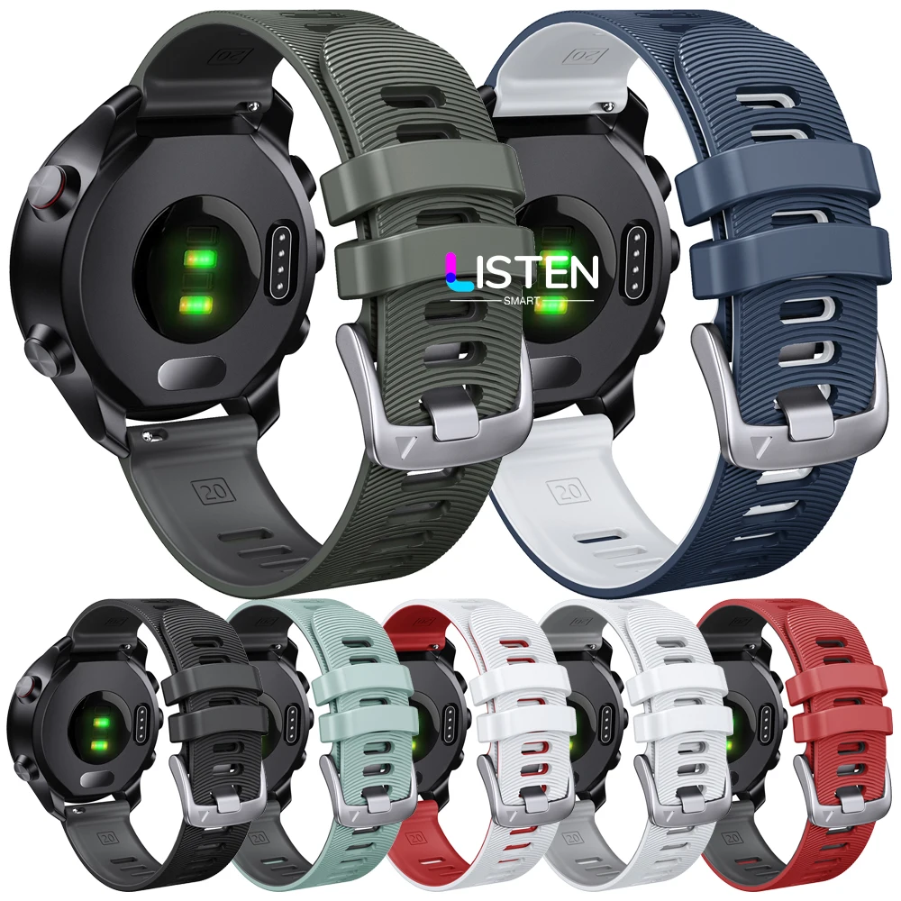 Силиконовые браслеты для часов Eraysun двухцветные силиконовые 20 мм Garmin предвестник 245/645 мягкий спортивный резиновый дышащий ремешок