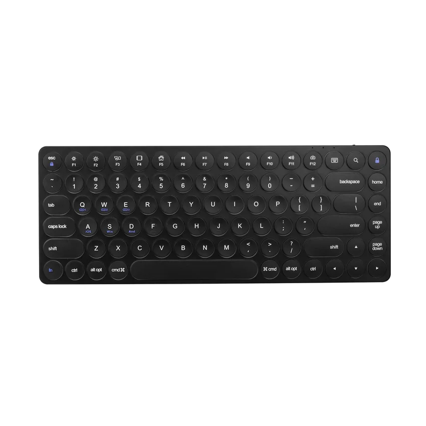
Hot Selling Universal Retro Round Keycap 85 Keys 3 Devices Connection BT Wireless Keyboard for Win/iOS/Android 