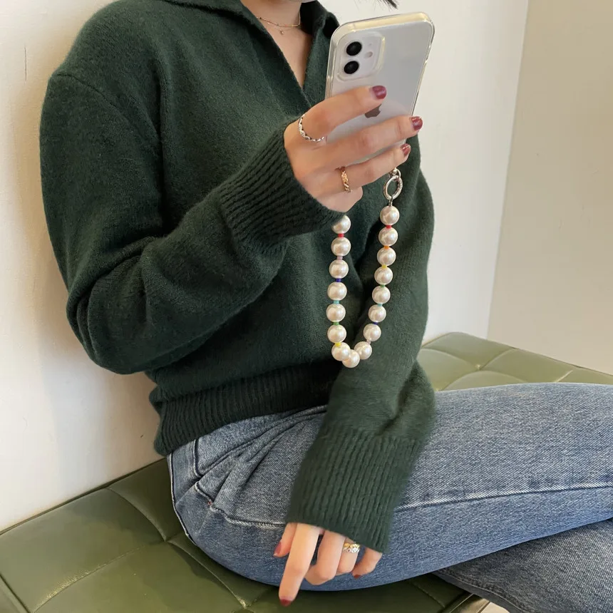 DAIHE Ins Acrylic Beads Anti-lost Hand-held Phone Strap Charm Lanyard Mobile Phone Chain