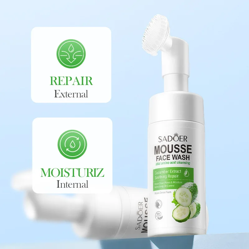 Private Label Vitamin C Organic Foaming Acne Face Wash Whitening Cleansing Mousse Aloe Vera Foaming Facial Cleanser