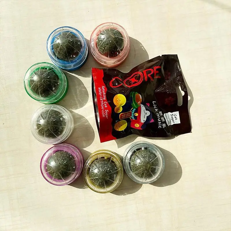 Cats Rotatable Catnip Ball Wall Sucker Lick Treat Toys Contail Catnip Sugar Balls Smart Cat Toys Interactive Ball Cats Mint Toy