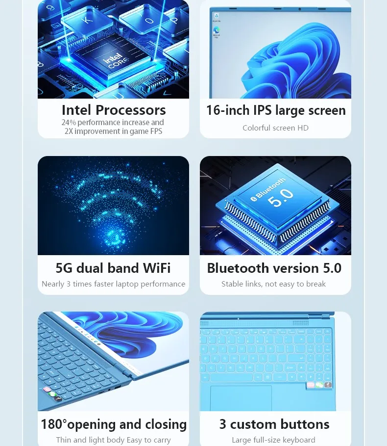 Custom logo OEM Laptops Notebook 1TB SSD N5095 16 inch FHD 2K 12GB RAM 180 degree folding Business laptop for Celeron