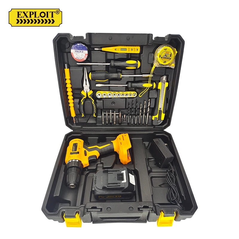 Wholesale custom 21v lithium battery electric power combo tools bit kits box portable wireless electric drill kit set
