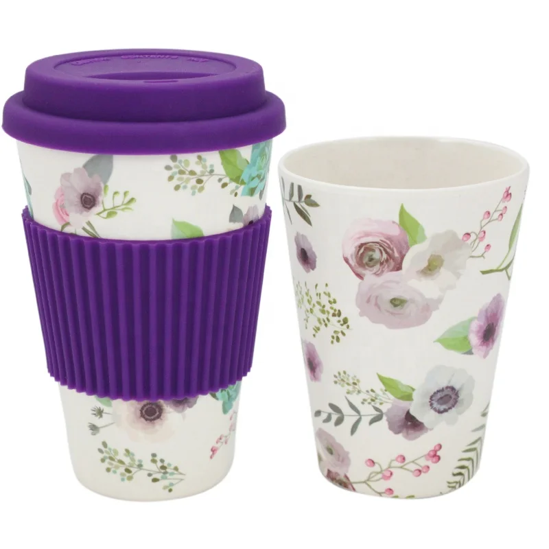 Drinkware Eco-friendly Reusable Travel Espresso Mug Bamboo Fiber Cups for Coffee with Lid