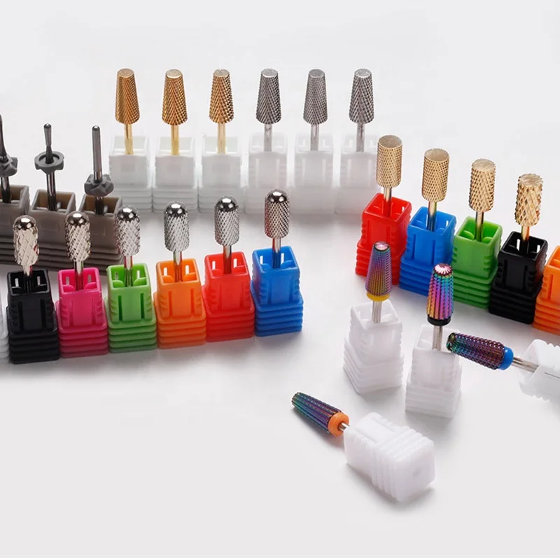 Hot sale nail drill bits grinding head tungsten carbide diamond tapered drills cuticle nail drill bits