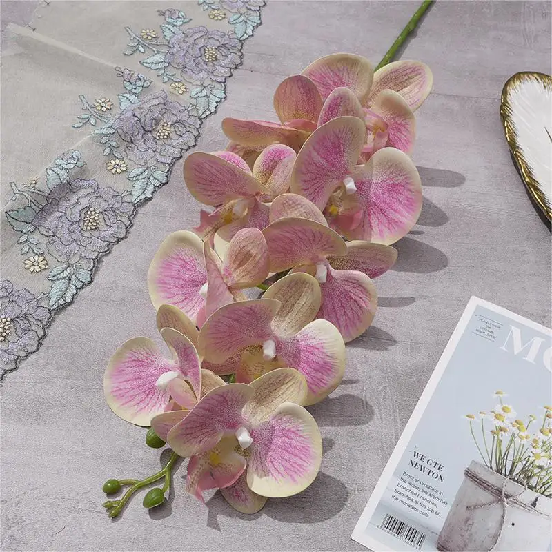 Nude Color Single Stem Wholesale Real Touch White Orchid Flowers Artificial Phalaenopsis Blue Orchids For Wedding Decor