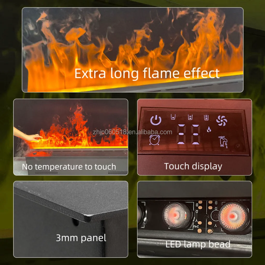 3D LED Electric Wall place Designer Style Remote Control Features Flame Water Mist Steam Apartment Garden Ornament