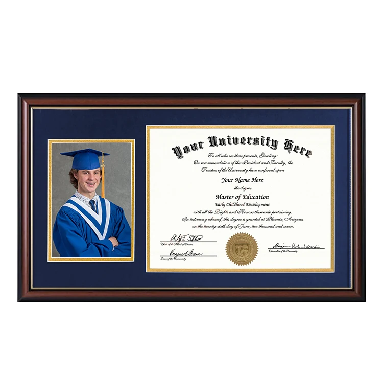 Customization Eco-Friendly Certificate Diploma Photo Frames with Black Over Gold Double Mat