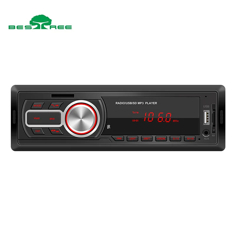 Bestree hot sale auto electronics car audio mp3 player with BT remote control USB AUX IN receiver sing din car stereo