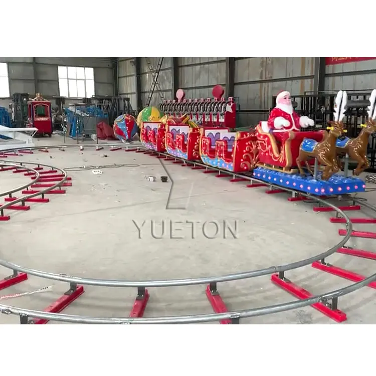 Christmas Hot Sale 14 Passengers Outdoor Carnival Amusement Park Rides Merry Christmas Theme Mini Track Electric Train
