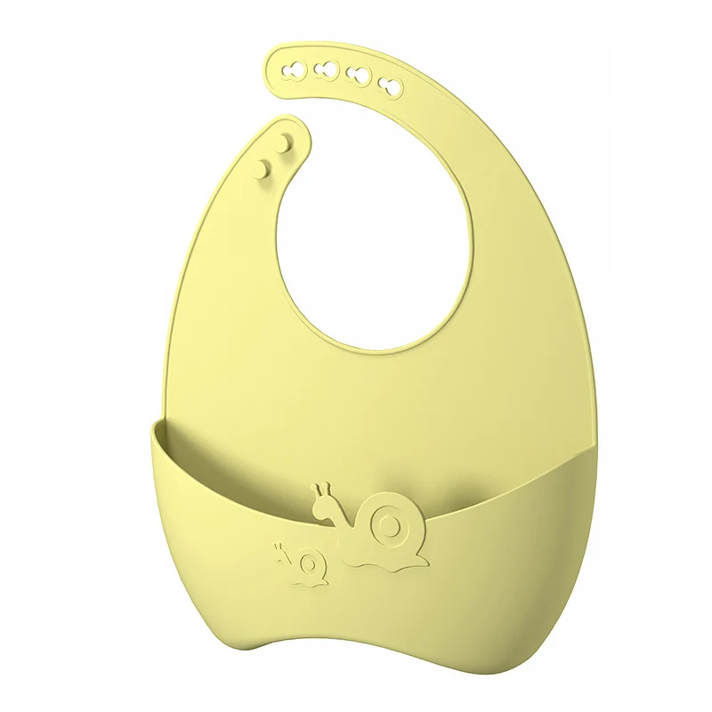 Free Sample Snail Shape Bpa Free Soft Feeding Custom Pacifier Long Sleeved Kids Silicona Waterproof Bib Silicone Baby Bib