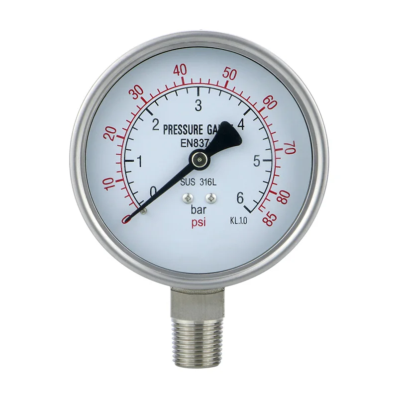 Hot Selling Renown Manufacturer Pressure Tester Thermometer 1-2500bar Customizable Stainless Steel Pressure Gauge