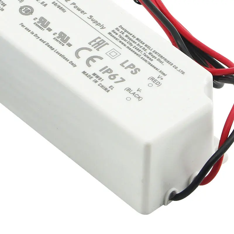 Meanwell LPV 20W 35W 60W 100W 150W 5V 12V 15V 24V 36V 48V AC/DC Single Output Waterproof IP67 Constant Voltage LED Driver