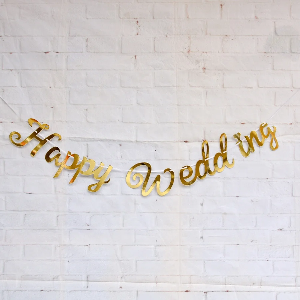 
Happy Wedding Hanging Bunting Banners String Streamer Flags Party SuppliB011 