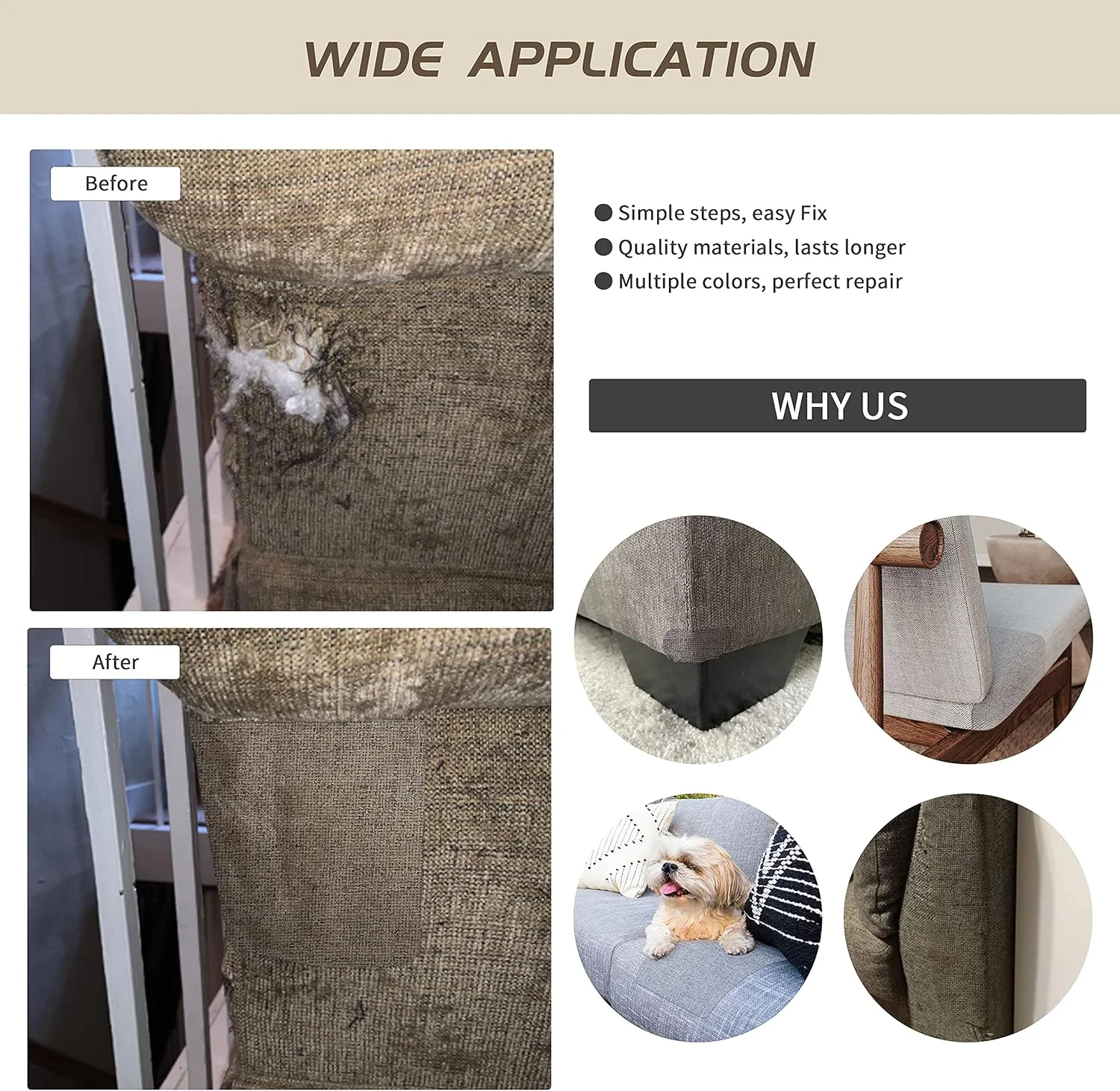 Self-adhesive Linen Patch 8*11Inch Sofa Seat Hole Background Wall Renovation Cloth Linen Repair Patches