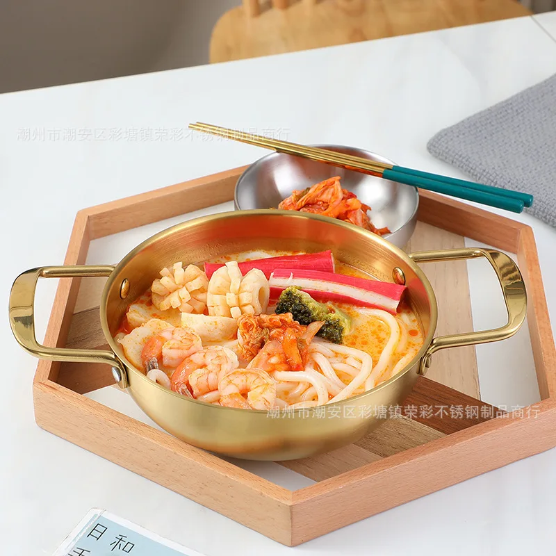 Wholesale OEM 304 Noodles soup stock crayfish cooking stainless steel hotpot seafood dry pot paella pan