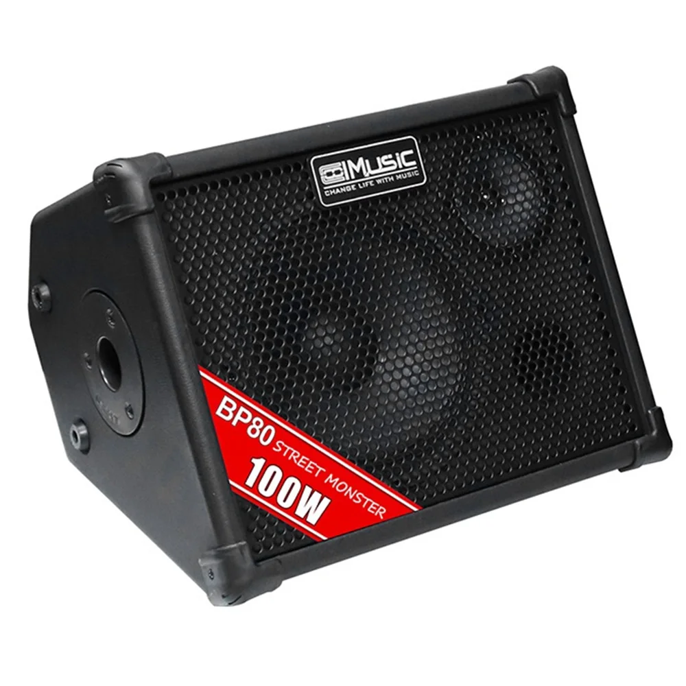 COOLMUSIC BP80 100-Watt Battery Power Amplifier with Microphone Input Portable Outdoor Speaker  & Horn