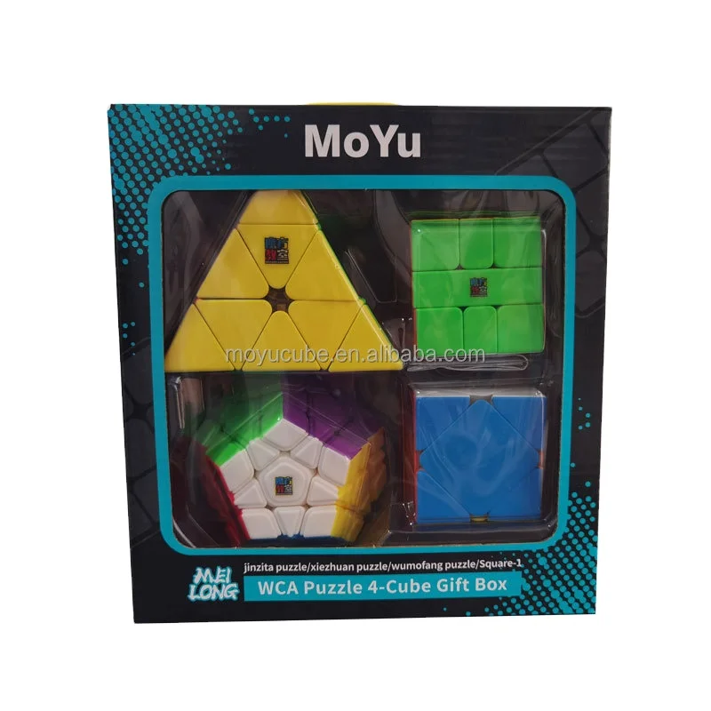4pcs Set of Moyu Mofangjiaoshi Speed Cube Carbon Fiber Megamicx Puzzle Cube Triangle-shaped Fidget Magic Puzzle