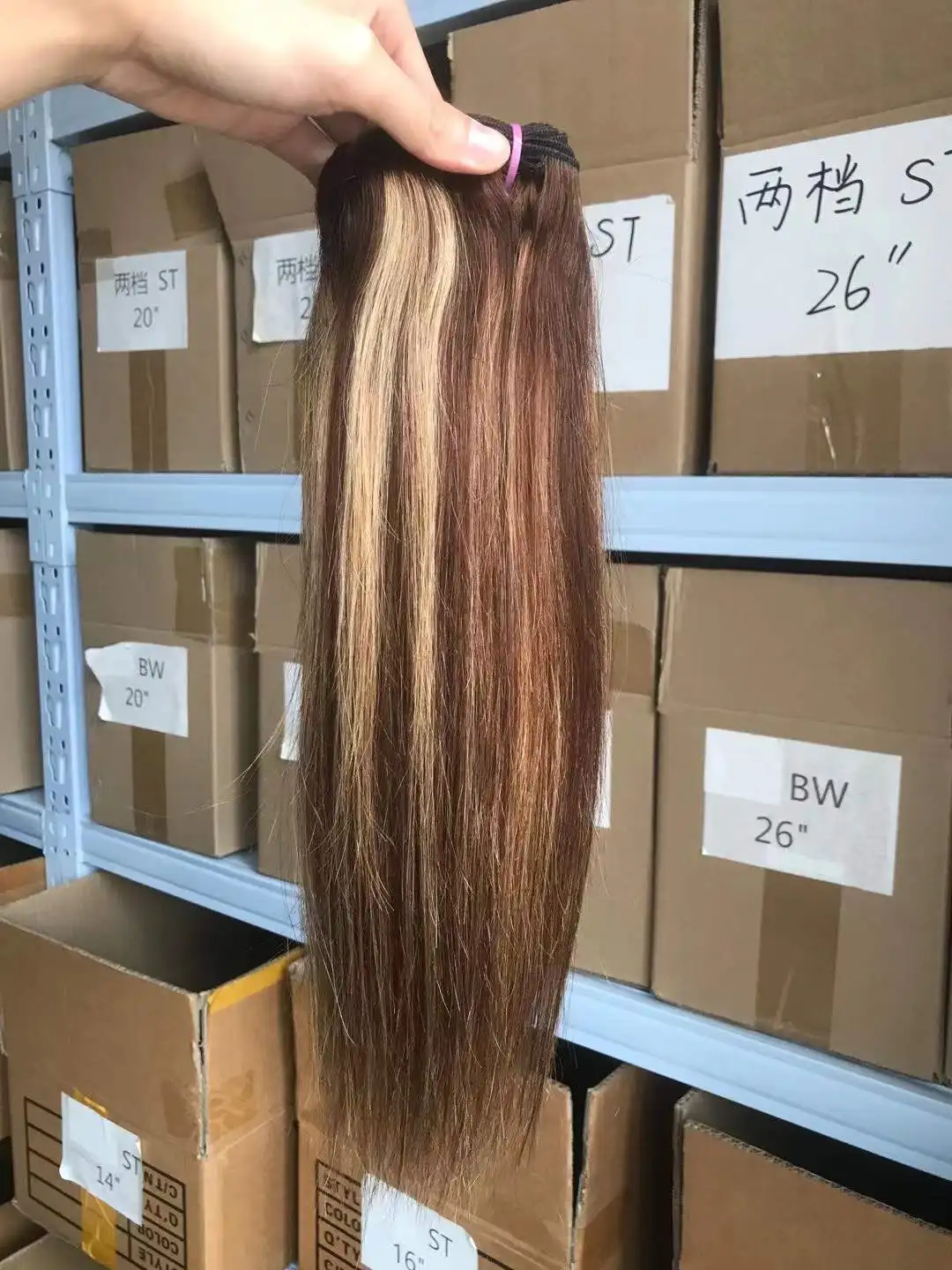 Highlight  Hair Bundles With Lace Closure Wholesale Price  Piano Color #4/27 Hair Bundles With Closure