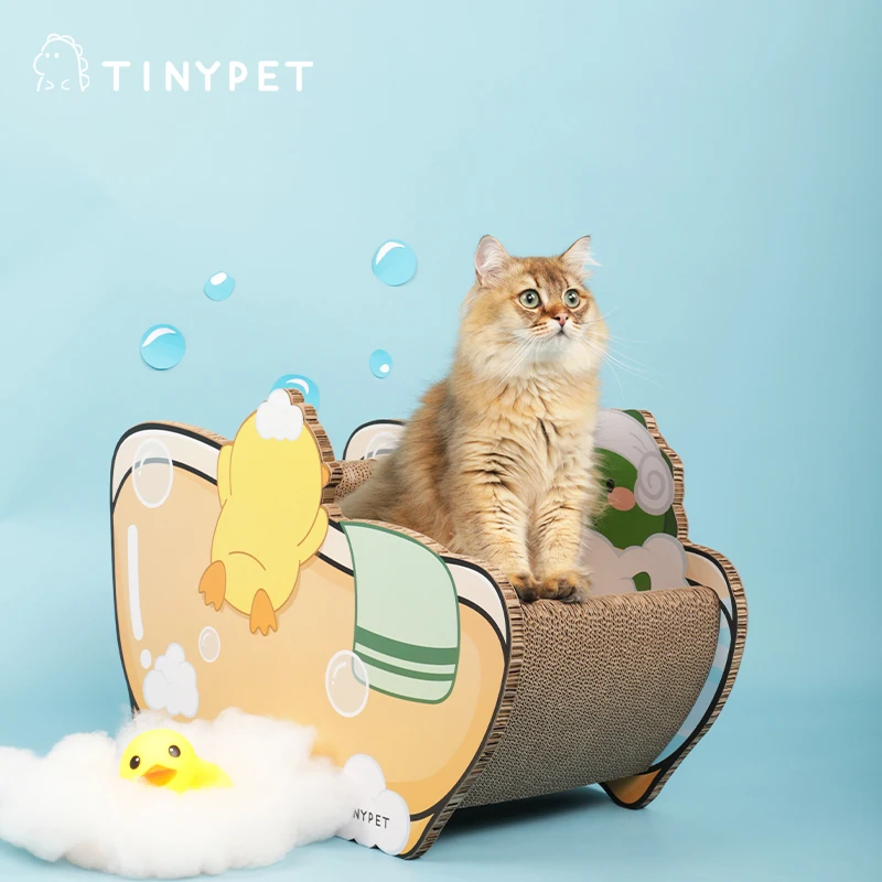TINYPET Bathtub Shape Cat Scratcher Corrugated Assembled Cat Scratch Post Cat Accessories Toys