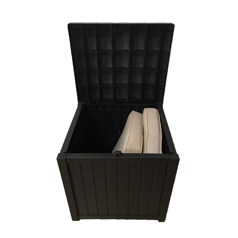 
Wooden Style Home Organization Plastic Organizer Storage Container Outdoor Trunk Box Garden Plastic Storage Deck Box With Lid 