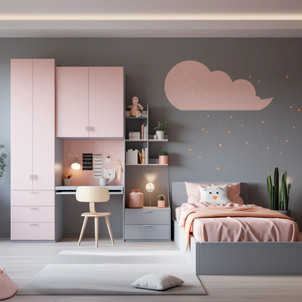 Customized Whole Room AI 3D Rendering Creative Design Furniture Girls Room Extendable Wooden Wardrobe Display Cabinet Products