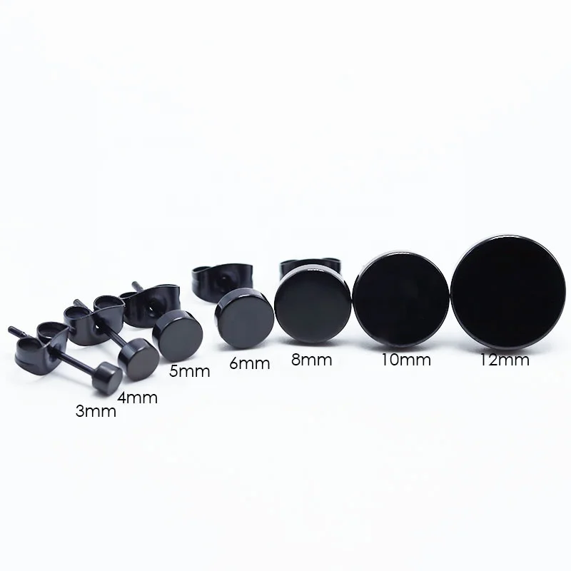 Trendy Titanium Steel Earring Jewelry Unisex Butterfly Clasp Round Plate Earring Stud For Men And Women