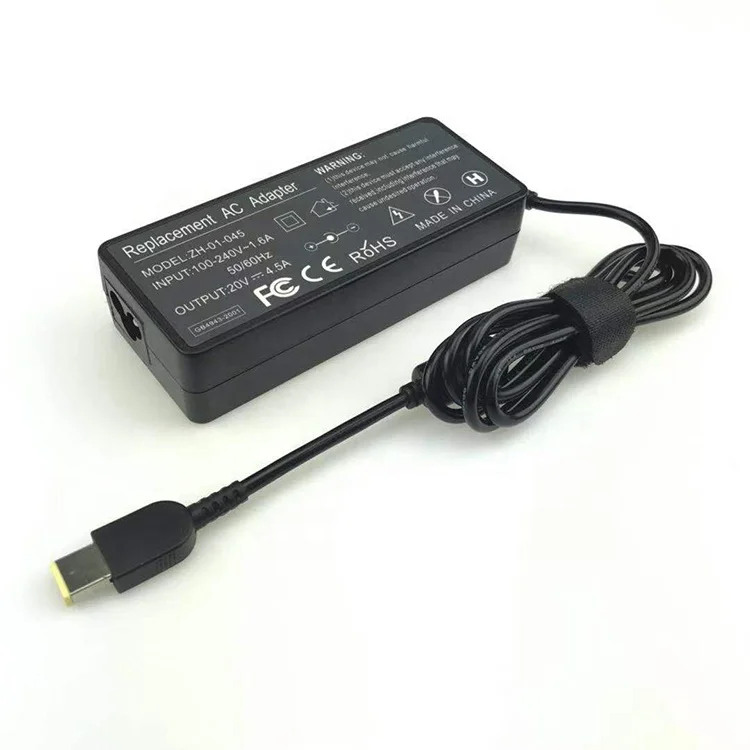 
Hot Sales 20v 4.5a 90w yellow square shape pin ac dc power supply laptop adapter 