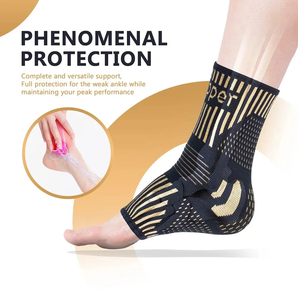 Sports Protection Copper Ankle Support Infused Foot Compression Sleeves for Men and Women