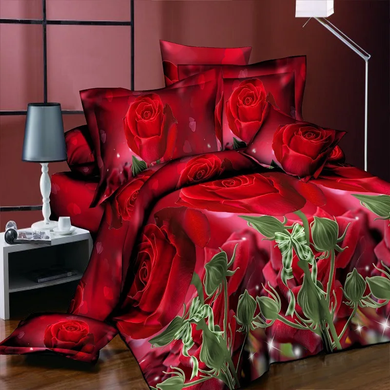 High Quality On Sale Polyester Beautiful Print 3d Flat Bedding Sheet Duvet Cover Set