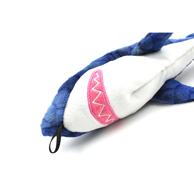 
2020 dog toy blue shark squeaky plush toys for dogs chewing with low price 