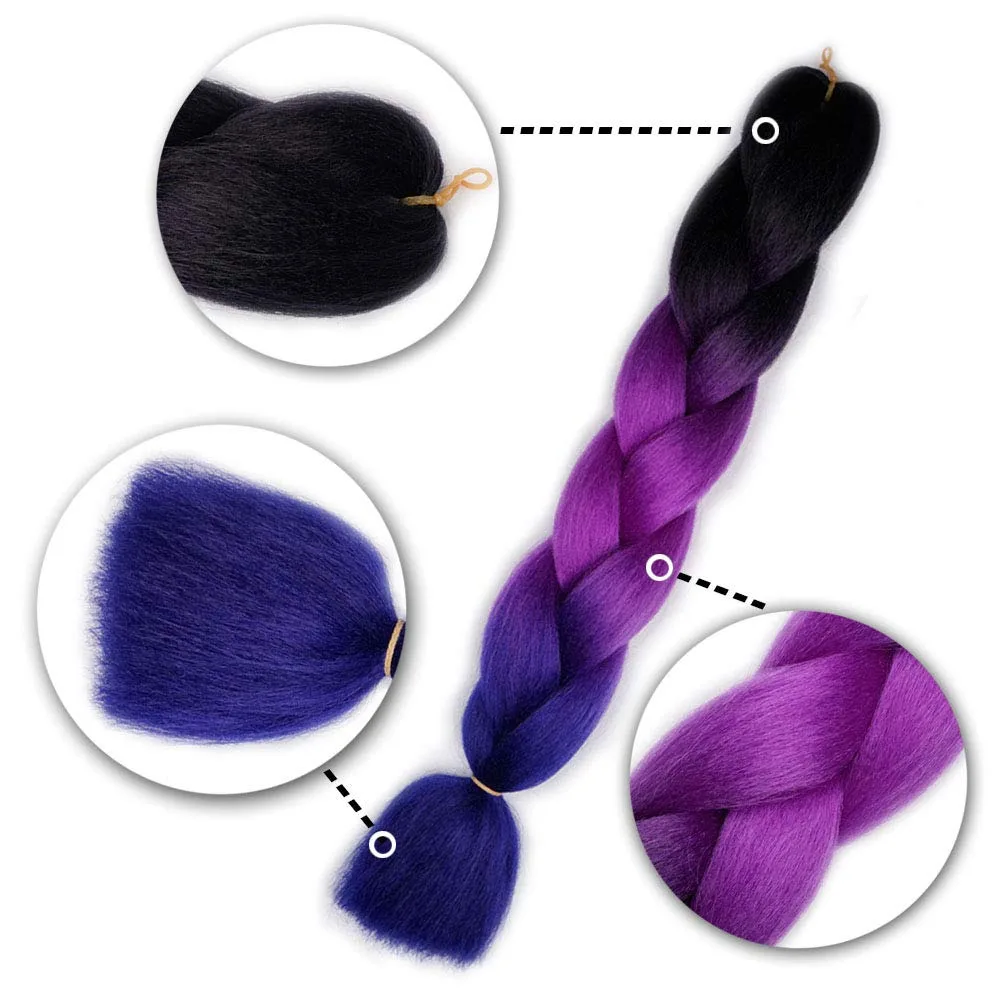  Оптовая продажа 24 дюйма супер Омбре синтетические Джамбо косички заводская цена три тона