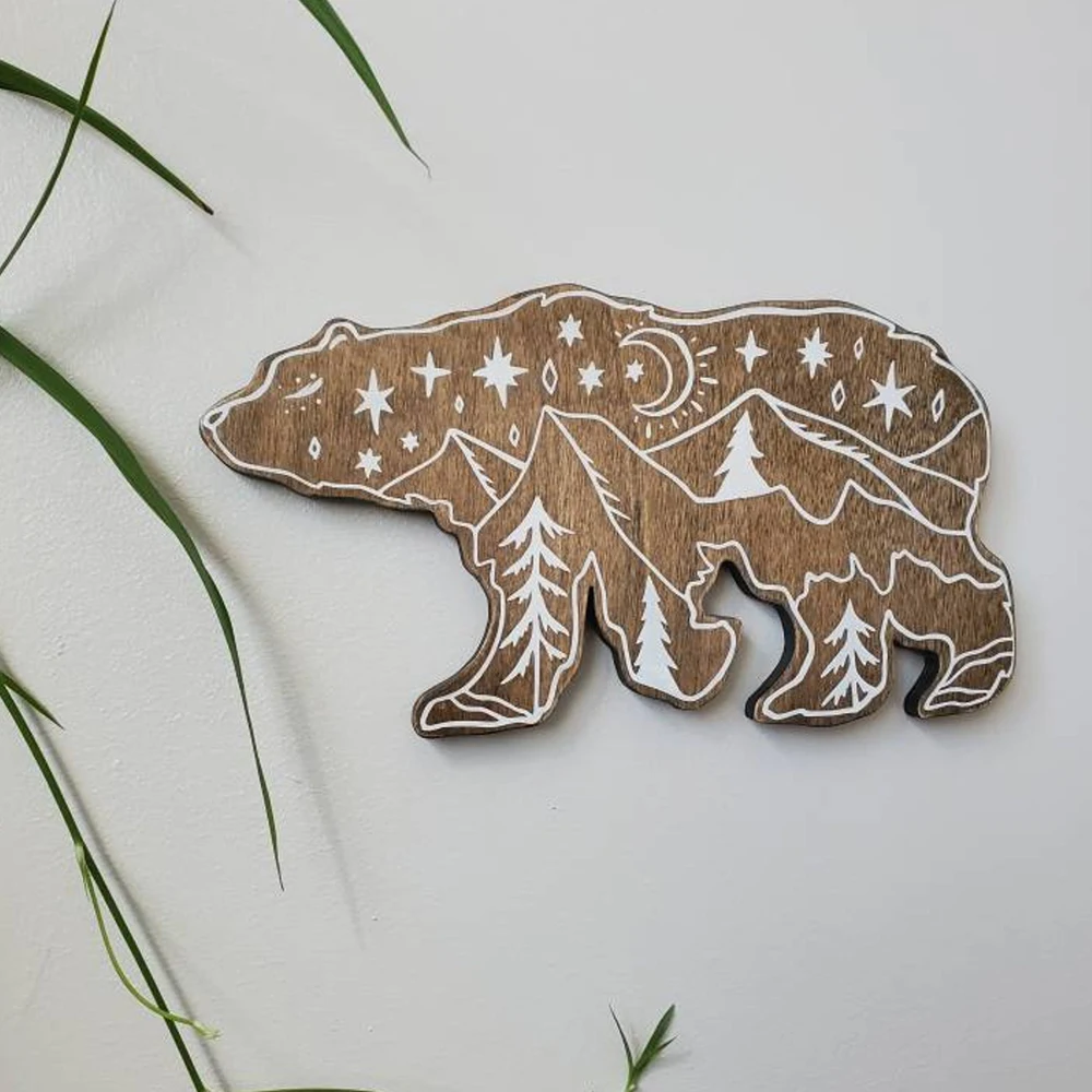 Customized Animal Decor Boho Wall Art Rustic Mountain Sign Woodland Art Gender Neutral Nursery Gift - Rabbit