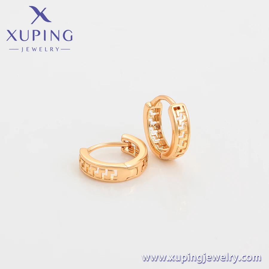 S00141127 Xuping Cheap Price Weekly Deal Copper Jewelry Children 18K Gold Color Great Wall Pattern Hollow Out Huggie Earring
