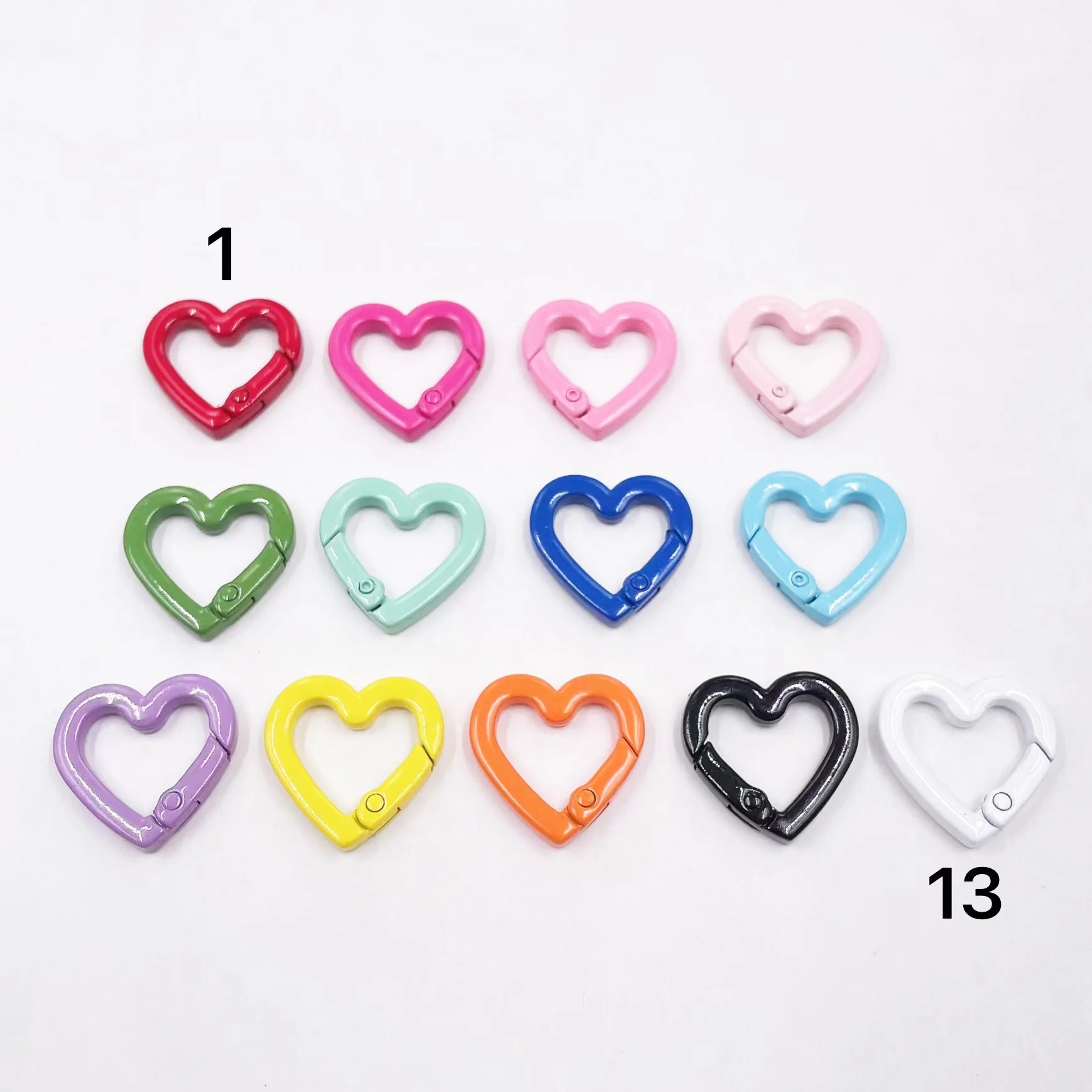 New Style Colorful heart shape Spring Ring DIY Handmade Jewelry Keychain/Carabiner Promotional Keychains Carabiners