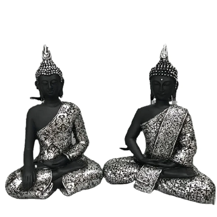 Custom Logo Polyresin Craft Set Sculpture Buddha Statue Decoration For Hotel Restaurant Decor