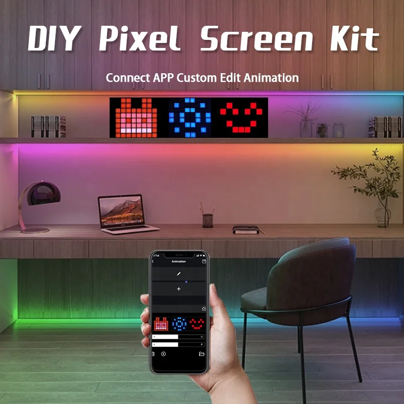 Smart LED Pixel Display LED Indoor DIY Pixel Screen Splicing Combination Wall Hanging Living Room Clock Display Splicing Screen