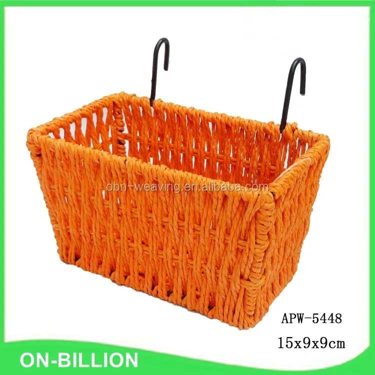 Hot sale colorful paper twine woven kids bike woven basket storage sundries shelves basket wall decor