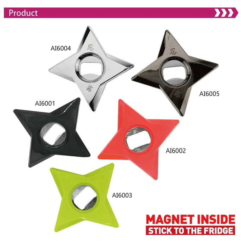 Factory Price Low MOQ Plastic Sliver Ninja Dart  Bottle Opener Magnet