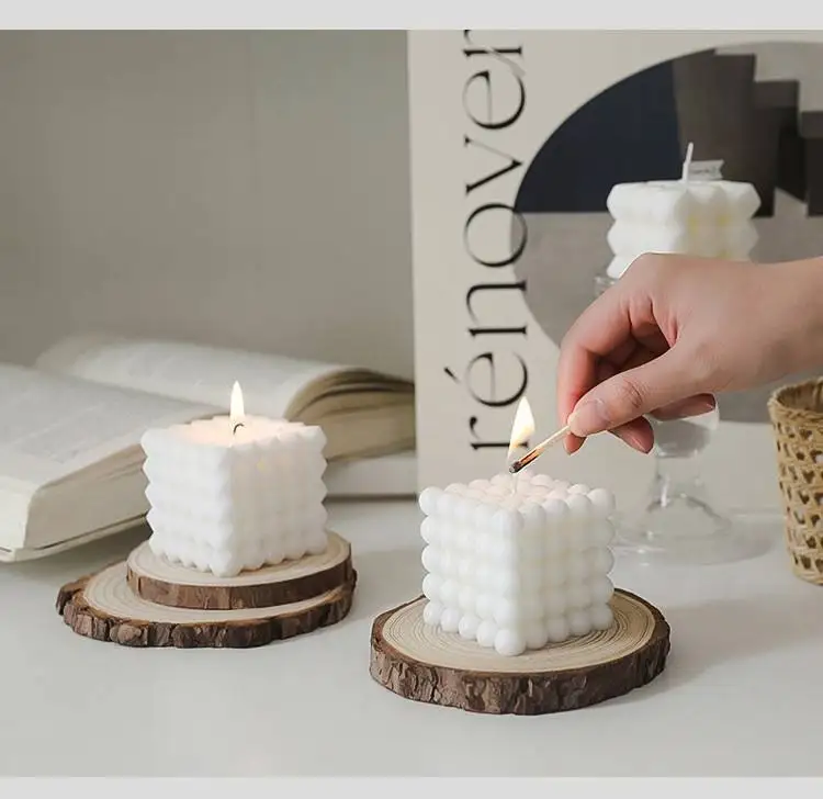 Ins Bubble Candle Cute Cube White Candles Scented Candles Home Decoration