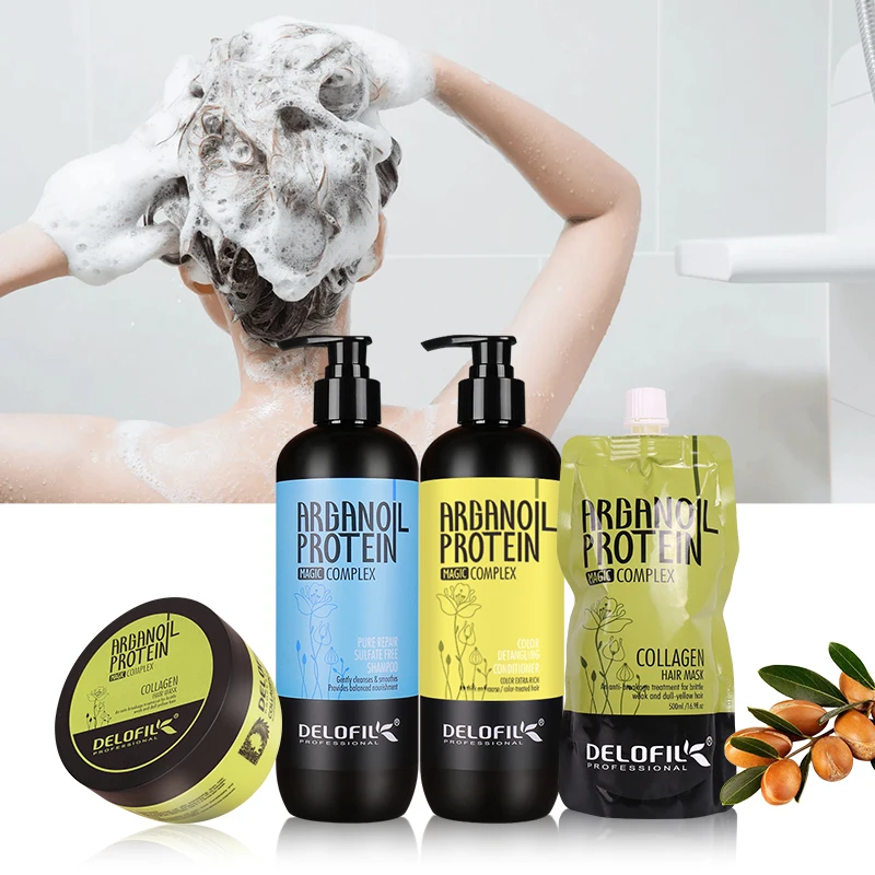 Delofil Professional Keratin Hair Treatment Mask Organic Shampoo And Conditioner Set Sulfate Free Repair Hair Mask Salon Shampoo