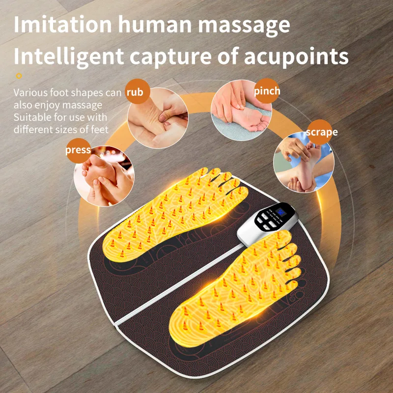 EMS Foot Massager mat with8 Modes Levels USB Cable body brush foot back massage pad LCD