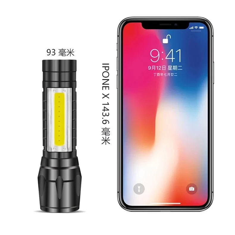 Portable mini Aluminum COB Tactical Torch,Zoomable Torch Waterproof IPX5 LED USB rechargeable Flashlight