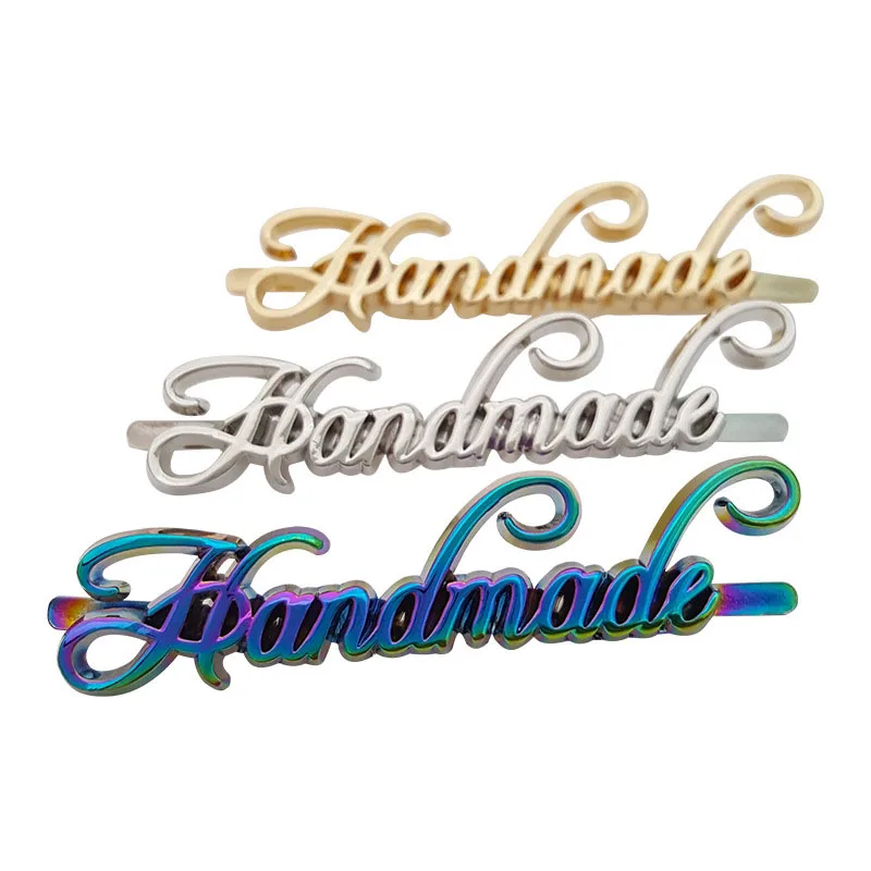 Customized Handmade Creative 3D Letter Metal Labels Colorful Rainbow Nameplate Labels Zinc Alloy Clothing Brand Metal Tags