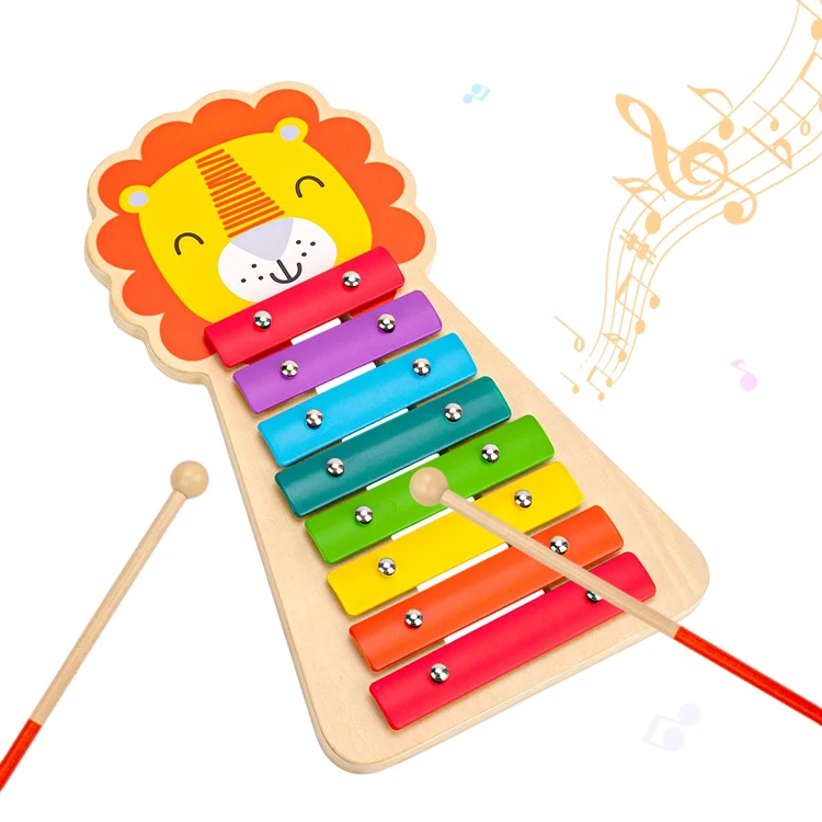 La Doyee lovely lion wooden 8 different colour keys xylophone musical toys for kids