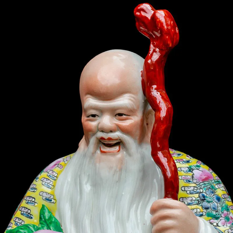 Jingdezhen Early Porcelain Birthday Celebration Old Man Art Decoration Ceramic Figurines for home decor and collection