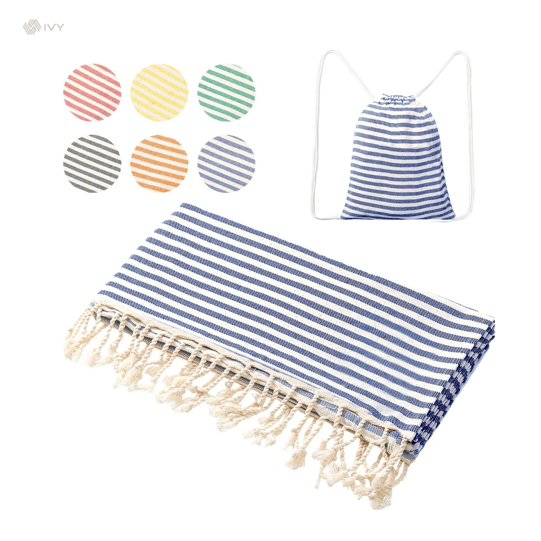 Turkish Beach Towel 100% Cotton Beach Towel Terry Microfiber With bag