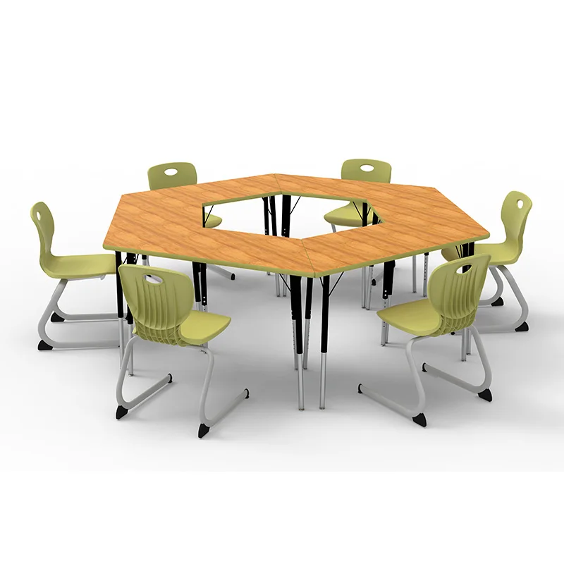 Can Be Spliced Hexagon Tables collaborative desk and chairs for school are at home in classrooms dining areas commons